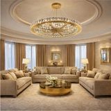 Kafkas 65LİK Yıldızlı Daire Gold Modern Kristal Avize - Altın - 1