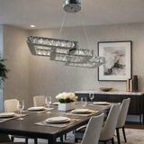 Kafkas 75LİK Iç Içe Kare Yemek Masası Gümüş Kristal Avize