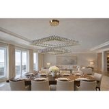 Kafkas 75X50 Baklava Model Gold 2 Katlı Kristal Avize - Altın