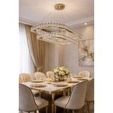 Kafkas 75X60 Köşeli Elips Gold 2 Katlı Modern Kristal Avize - Altın