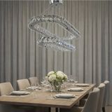 Kafkas 80X65 Elips Gümüş 2 Katlı Yemek Masası Kristal Avize