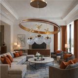 Kafkas Çift Kanal Tarçın Kristal Kelebekli Şeker Toplu LED Avize - 5 - Bronz