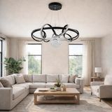 Kafkas Helezion Siyah Modern Sarkıt Avize – Kristal Küreli Tasarım - 2