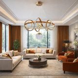 Kafkas Helezion Tarçın Modern Sarkıt Avize – Kristal Küreli Tasarım - 2 - Bronz