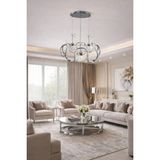 Kafkas Lotus Krom Kristal Modern Sarkıt Avize – 3lü Kristal Küre Tasarım - Gümüş - 4