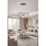 Kafkas Lotus Krom Kristal Modern Sarkıt Avize 3Lü Kristal Küre Tasarım