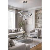 Kafkas Modern Krom LED Sarkıt Avize – Kristal Halka Detaylı Tasarım - 2 - Gümüş