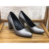 Kafkaslar 9 Cm. Kalın Topuklu Bayan Stiletto Ayakkabı - Platin