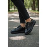 KAFKASLAR AYAKKABI Düz Kalın Ortopedik Taban Leopar Desen Kadın Sneaker Spor Ayakkabı - Siyah - Leopar