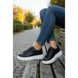 KAFKASLAR AYAKKABI Düz Kalın Tabalı Ortopedik Klasik Spor Model Sneaker Kadın Ayakkabı - 0 - Siyah