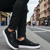 KAFKASLAR AYAKKABI Düz Taban Ortopedik Erkek Dakırs Keten Sneaker Günlük Ayakkabı - 0 - Siyah