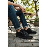 KAFKASLAR AYAKKABI Düz Taban Ortopedik Erkek Dakırs Keten Sneaker Günlük Ayakkabı - 000 - Siyah