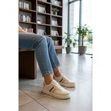 KAFKASLAR AYAKKABI Düz ve Hafif Ortopedik Taban Kaymaz Kadın Sneaker Spor Ayakkabı - 002-Bej