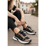 KAFKASLAR AYAKKABI Kalın Yüksek Tabanlı Yeni Model Ortopedik Bakır Renk Bayan Sneaker Spor Ayakkabı - Bakır - Siyah