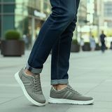 KAFKASLAR AYAKKABI Ortopedik Düz Taban Keten Triko Erkek Sneaker Günlük Laofer Model Ayakkabı - 004-Yeşil