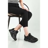 KAFKASLAR AYAKKABI Ortopedik Kalın Taban Düz Renk Bayan Sneakers Spor Ayakkabı - 010-Siyah