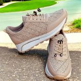 KAFKASLAR AYAKKABI Yeni Model Simli Ortopedik Kalın Tabanlı Günlük Bayan Sneakers Ayakkabı - 01-Krem