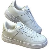 Kafkaslar Kalın Taban Kışlık Bay Bayan Düz Force Spor Sneakers Ayakkabı - 00001-Beyaz