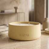 Kafna Beyaz Sabun Kokulu | Büyük Boy Dekoratif Beton Mum - %100 Soya Wax | Sarı