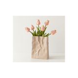 Kafs Store Modern Geometrik Formlu Bej Dekoratif Vazo (17x13 cm)