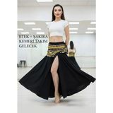Kaftan Collection Oryantal Dansöz Eteği ve Kadife Şakira Kemeri - Siyah - Standart
