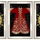 Kaftan Üç Hilal ve Tuğra Temalı 3 lü Kanvas Tablo Seti DBSANAT9720