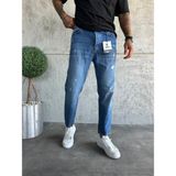 KağanKY Mavi Lazer Detaylı Boyfriend Jean Erkek Denim Günlük Tarz 31 Beden Desenli