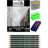 Kağıdı A4 83 gr 25'li 1 Paket Eskiz Kağıdı Fatih Dereceli Kalem Hamur Silgi Sınav Silgisi Kal - Standart