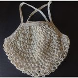Kağıt Astarlı Omuz Askılı El Örgüsü Plaj ,gündelik Omuz Çanta Handmade Simli 22500 - Beyaz Simli