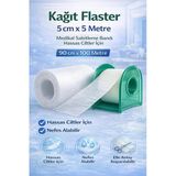 Kağıt Flaster 5 Cm X 5 M Medikal Sabitleme Bandı Hassas Ciltler İçin 1 Adet