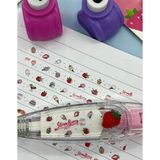 Kağıt Gemi Dükkan Çilek Desenli Tipeks Düzeltme Bandı 11,5 cm x 2 cm 4 Metre Uzunlukta Renkli Süsleme