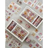 Kağıt Gemi Dükkan Kawaii Sevimli Hayvanlar Beyaz Kutu Şeffaf 8 Yaprak Yaldızlı Sticker ve 4'lü Washi Bant Set (4*3m)/Masking Tape/Desenli Bant