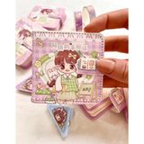 Kağıt Gemi Dükkan Kawaii Sevimli Kız Okulda Mor Renk Mini Defter / Mıknatıslı Ajanda/bullet Journal