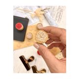 Kağıt Gemi Dükkan Mini Ahşap Dairesel Vintage Thank You Desenli Mühür / Damga / Kaşe / Kitap Mührü Stamp / Seal