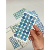 Kağıt Gemi Dükkan Monet Garden Mavi Tonları 6 Yaprak 312 Adet Yuvarlak Kağıt Sticker Seti / Etiket / Çıkartma