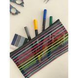 Kağıt Gemi Dükkan Neon Çizgili A6 Boy Tek Bölme Fermuarlı Organizer Dosya Çantası (23*12CM)/TOPARLAYICI - 0 - --
