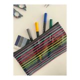 Kağıt Gemi Dükkan Neon Çizgili A6 Boy Tek Bölme Fermuarlı Organizer Dosya Çantası (23*12cm)/Toparlayıcı