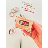 Kağıt Gemi Dükkan Orange Flower Shadow Bahar Çiçekleri Temalı 5'li Washi Bant Set (5*2m)/masking Tape/desenli Bant