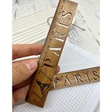Kağıt Gemi Dükkan Paris Desenli Vintage Ahşap Cetvel / Yer Imi