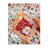Kağıt Gemi Dükkan Sevimli Ayıcık Ve Tavşancık Keşifte 100 Yaprak Pembe Mini Kutu Şeffaf Pet Sticker Seti/Etiket/Çıkartma/Su Geçirmez 1512S709