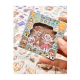 Kağıt Gemi Dükkan Sevimli Çocuklar Yaz Tatili Summer 100 Yaprak Mavi Mini Kutu Şeffaf Pet Sticker Seti/Etiket/Çıkartma/Su Geçirmez Renkli 1512S850