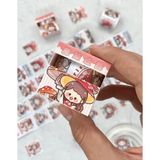 Kağıt Gemi Dükkan Sevimli Kırmızı Şapkalı Kız Tek Tek Çıkartmalı 2m 48 Adet Sticker Washi Bant/Masking Tape/Desenli Bant/Etiket/Çıkartma/Bullet Journal