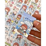 Kağıt Gemi Dükkan Sevimli Kız Gökyüzünde 50 Yaprak Mini Defter Sticker / /Etiket/ Çıkartma / Bullet Journal / Defter Süsleme