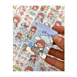 Kağıt Gemi Dükkan Sevimli Kız Gökyüzünde 50 Yaprak Mini Defter Sticker/Etiket/Çıkartma/Bullet Journal/Defter Süsleme Beyaz 1512S529