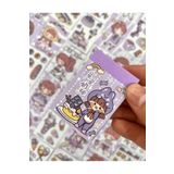 Kağıt Gemi Dükkan Sevimli Kız Mor Renk 50 Yaprak Mini Defter Sticker/Etiket/Çıkartma/Bullet Journal/Defter Süsleme Mor 1512S527