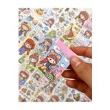 Kağıt Gemi Dükkan Sevimli Kız Pembe Renk 50 Yaprak Mini Defter Sticker/Etiket/Çıkartma/Bullet Journal/Defter Süsleme Pembe 1512S530