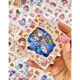 Kağıt Gemi Dükkan Sevimli Kız ve Atıştırmalıklar 100 Yaprak 500 Adet Pembe Mini Kutu Şeffaf Pet Sticker Seti / Etiket/ Çıkartma/ Su Geçirmez