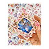Kağıt Gemi Dükkan Sevimli Kız Ve Atıştırmalıklar 100 Yaprak Pembe Mini Kutu Şeffaf Pet Sticker Seti/Etiket/Çıkartma/Su Geçirmez Renkli 1512S849
