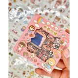 Kağıt Gemi Dükkan Sevimli Kız ve Tatil Kaykay 100 Yaprak 500 Adet Pembe Mini Kutu Şeffaf Pet Sticker Seti / Etiket/ Çıkartma/ Su Geçirmez