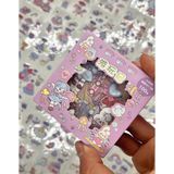 Kağıt Gemi Dükkan Sevimli Kız ve Tavşancık 100 Yaprak 500 Adet Mor Mini Kutu Sticker Seti / Etiket / Çıkartma / Bullet Journal / Scrapbook